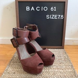Bacio 61 - Curvo Suede and Leather Wedge